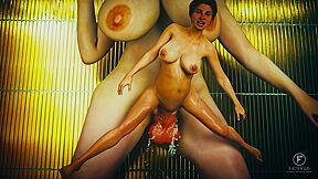 18 Feet Tall Futa Giantess Stretches Her Lesbian Lover Before Growing Bigger - Car Toon And Petite Blonde
