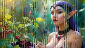 Beautiful Big Breasted Nude Elf Girl with Blackcurrant
