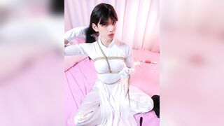 Femboy Slut Ties Herself Up in Ao Dai and Osgasm with a Vibrator