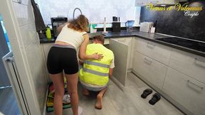 cheating wife with wet pussy ?fucks a plumber when cuckold husband is away!