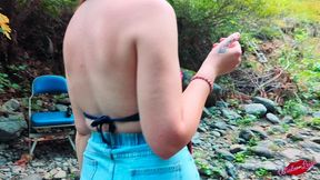 redhead winter leigh sucks my huge cock in the woods