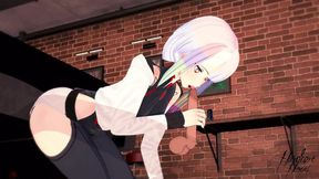 In this 3D Hentai fantasy, Cyberpunk Lucy gets her wet tongue around a pulsing cock&#x1F346; in a smoky bar