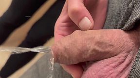 Pee-covered digits on a throbbing Uncut Rod Compilation