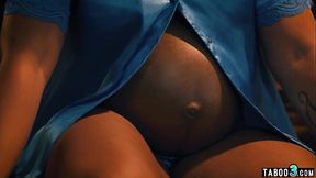 Big boobed pregnant ebony MILF Avery Jane craving for a big white cock