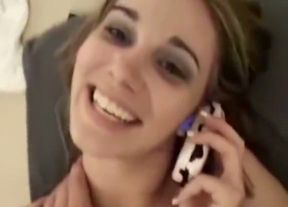 Obedient girlfriend talks on the phone while I fuck her mish style