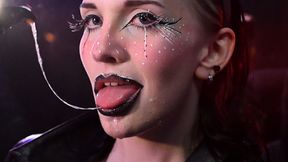 This hot goth girl gags on massive dick&#x1F346;, drools with lustful abandon
