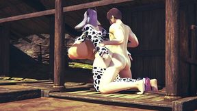 a farmer tending to his cow - monster girl hentai