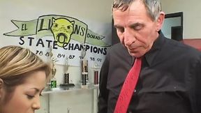 Old teacher flirts with and beds young Latina pupil