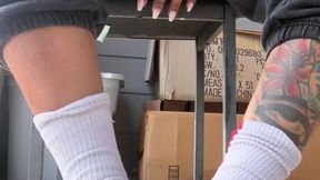 Moving Day Exhaustion: Dirty Shoes, Sock Strip, and Tired Soles