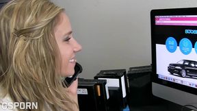 sexy and skinny blonde teen is fucking in the taxi car