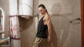 Muscular and wet in the shower