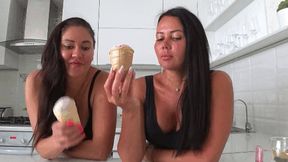 Lory and Evelina lick ice cream b