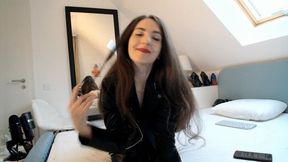 JOI in leather jacket and boots with happy ending on my leather boots