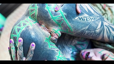 TATTOO ANAL gape loving girl CUMPLAY