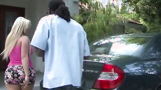 Huge Blonde with Long Hair Loves African Dick