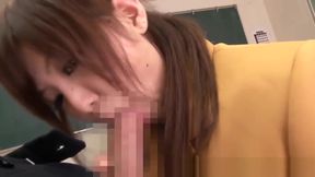 Cute Japanese blows cock after class