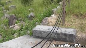Naughty Japanese teen close up caught pissing in public