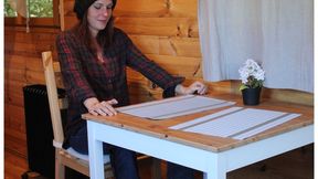Strip tease of feet, foot tickling and foot worship under a table (Emeline & Bob45) HD