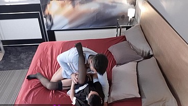 Sexy babe cleaning lady accepts money for fuck with depraved muscle man