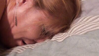 Blonde cougar opens her ass cheeks to get cock up the asshole