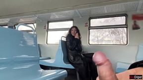Train handjob leads to stranger oral&#x1F61C; - public cumshot