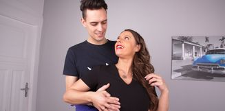 German MILF Susi titty fucks and blows a handsome young man before he pounds her hard