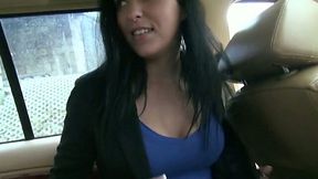 Lusty brunette filth got doggy fucked on the back seat of her car