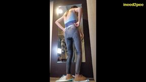 amatuer annalyne locked out pissing her skintight jeggings