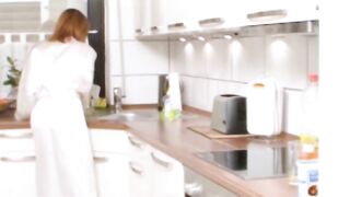 Slender housewife into panties seduces the plumber