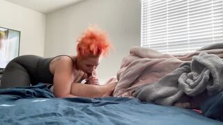 Lightskinned BBW offer Sloppy Fellatio into the Morning