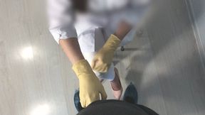 medical exam of a penis with a cumshot on her leggings (1080p)