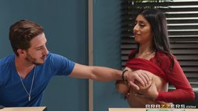 A lucky guy gets a great tit-fuck from a busty classmate named Violet