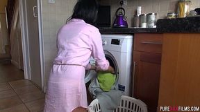 Beautiful housewife Jess Scotland is sucking roommate's dick and fucks him like nobody else before