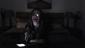 Beautiful Blonde, Aubrey Sheen, Chats on Edge of Bed in Robe
