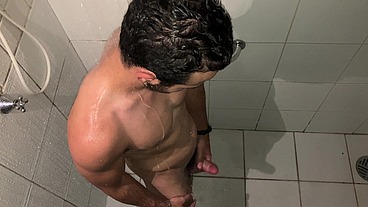 HOT GUY CAUGHT JERKING AT SHOWER TILL CUM - Vincent and Vitor