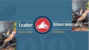 helmet and leather pussy play in bike