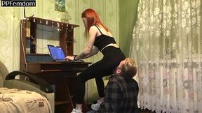 human furniture slave for dominant girl tris in yoga pants - facesitting femdom