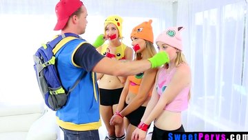 Bisexual teen pokemon slaves fucked their new master