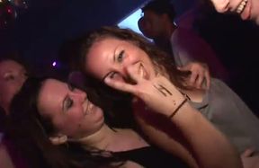 Slutty bitches get too naughty while teasing dicks right in the club