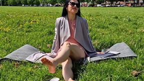 Nicky Brill Displays Her Pussy&#x1F32E;&#xFE0F; in the Park and Urinates