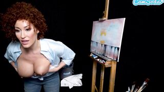 Long Breasts milf Ryan Keely Cosplay As Bob Ross Gets Freaky During Painting Tutorial