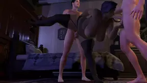 Two White Boys Fuck a Thick Black BBW MILF Standing up