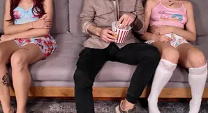 "stepdad! We Are Your Stepdaughters!" - Stepsisters Seduced and Touched by Perv Stepdad During Movie Night