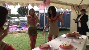 kit and kat are part of a group who all have sex under the canopy