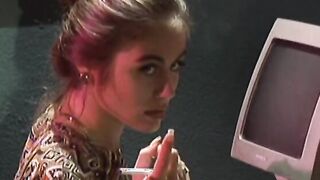 A blonde working lady got spread out and butt fuck inside an office