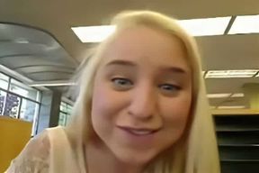 Naughty teen exhib squirts at school library