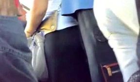 Sexy woman touched in the public transport