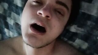FTM MOANS loudly while he fucks himself