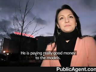 PublicAgent - Black haired babe fucks hard
