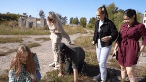 NICOLE, JANE, LANA and SAKURA - Humiliation fat and disgusting pig (HD)
